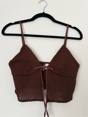 H&M Brown Knit Tie-Front Cami
